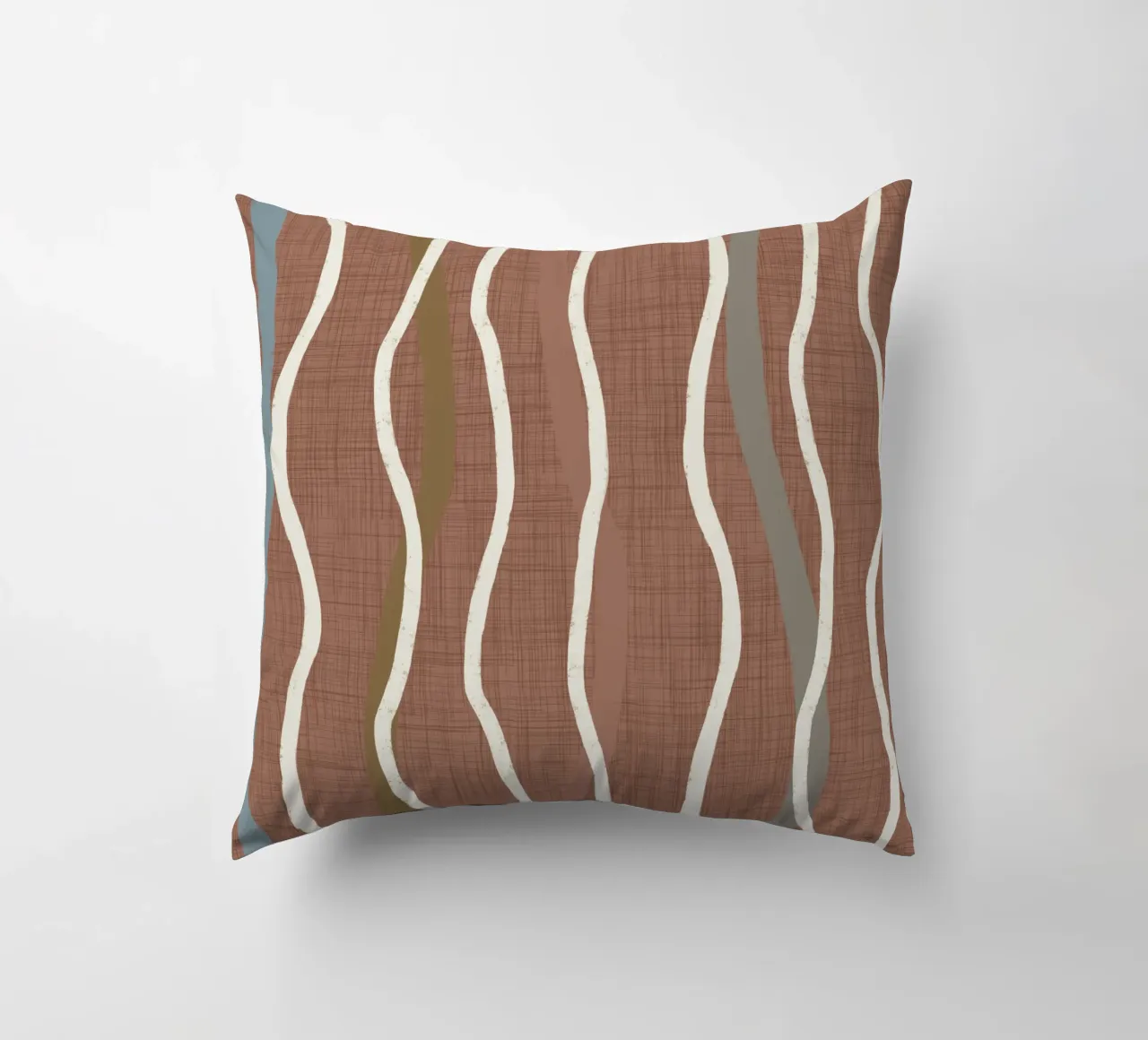 Linee ondulate retrò Moka Mousse - Geometrico moderno di metà secolo cuscino da susanacosta
