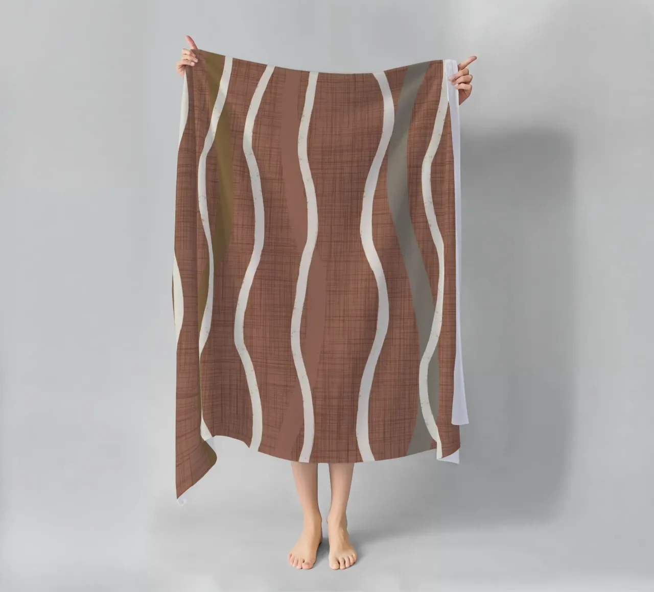 Linee ondulate retrò Moka Mousse - Geometrico moderno di metà secolo telo mare da susanacosta
