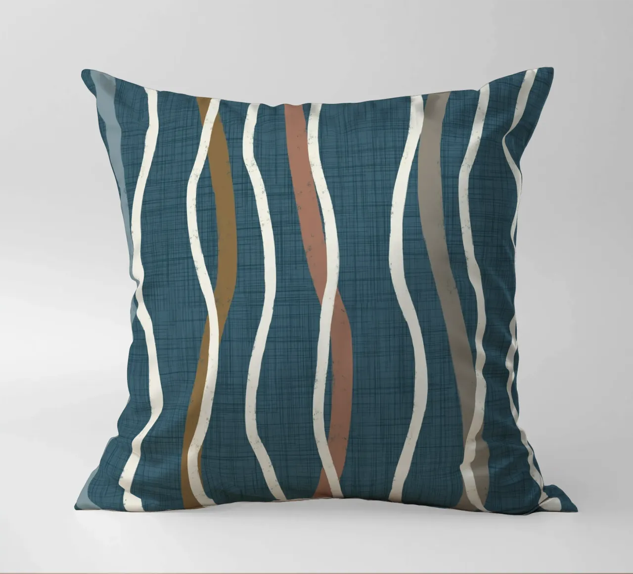 Arazzo retrò a linee ondulate PANTONE 18-4417 - Mid Century Mod cuscino da susanacosta