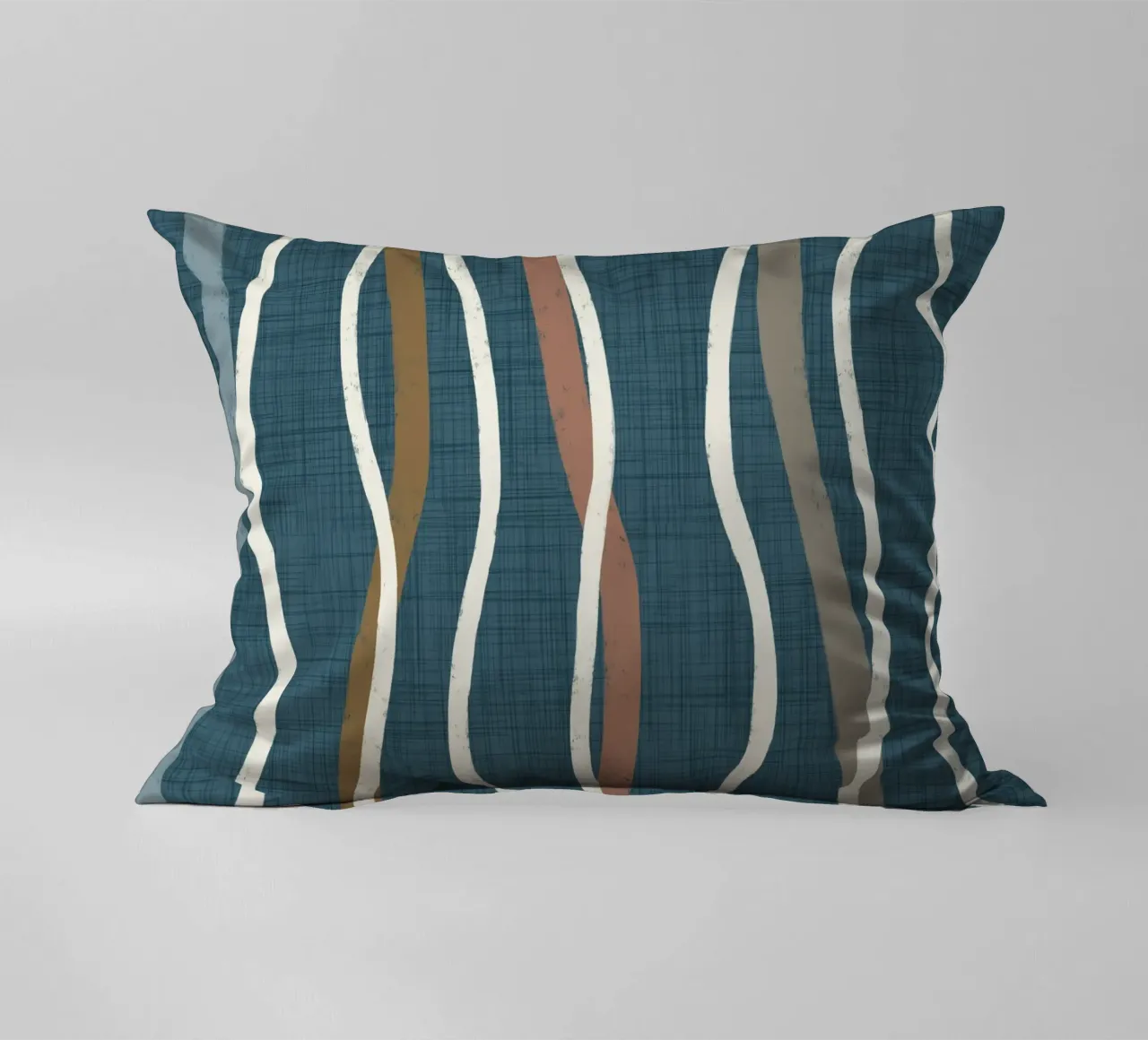 Arazzo retrò a linee ondulate PANTONE 18-4417 - Mid Century Mod cuscino da susanacosta