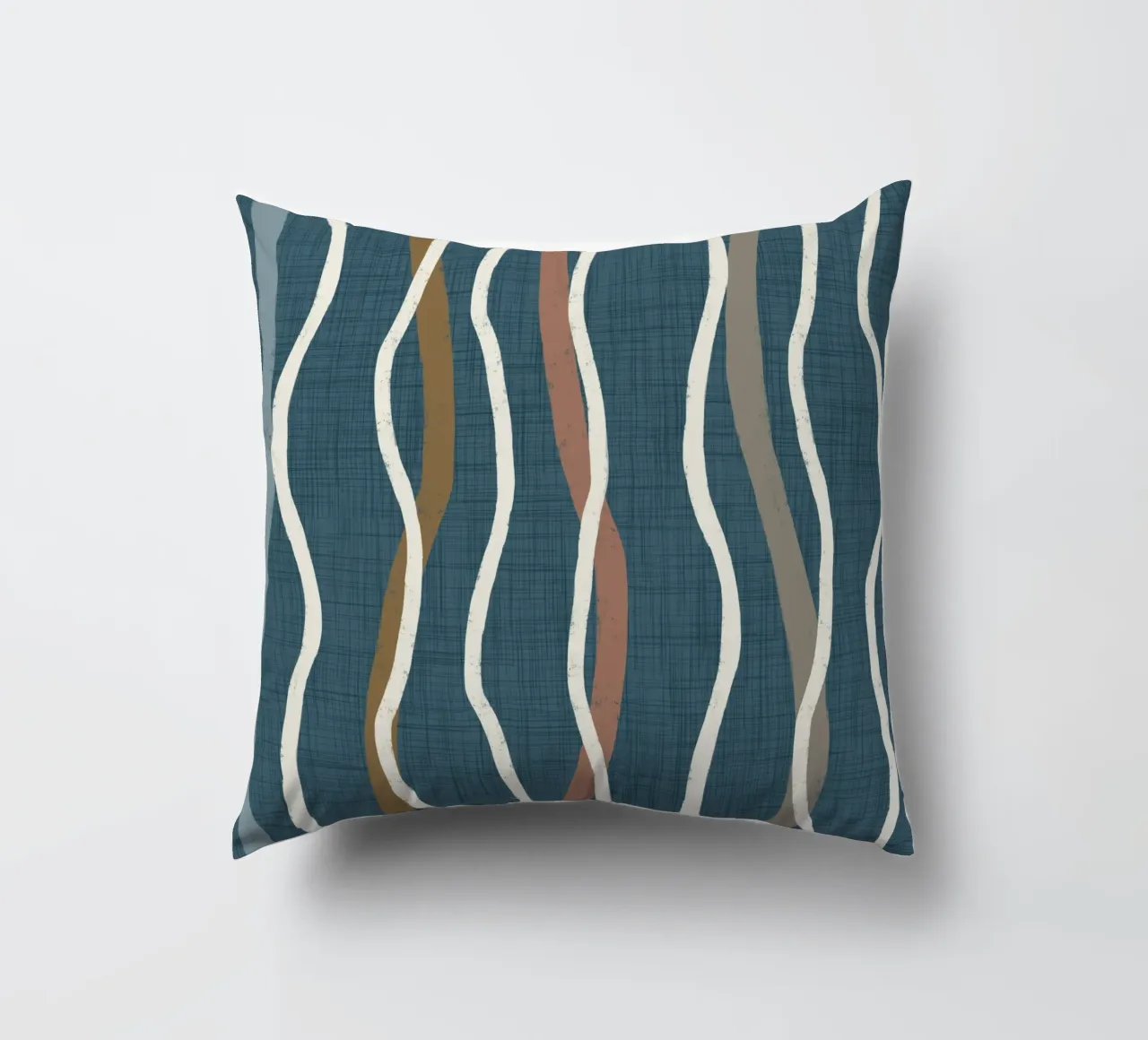 Arazzo retrò a linee ondulate PANTONE 18-4417 - Mid Century Mod cuscino da susanacosta