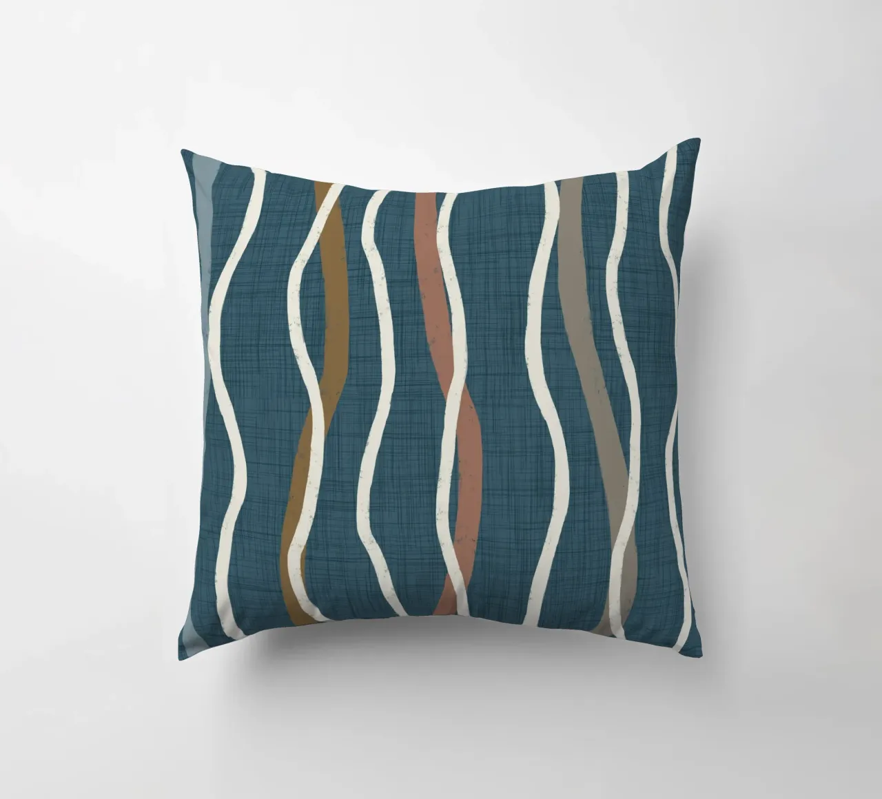 Arazzo retrò a linee ondulate PANTONE 18-4417 - Mid Century Mod cuscino da susanacosta