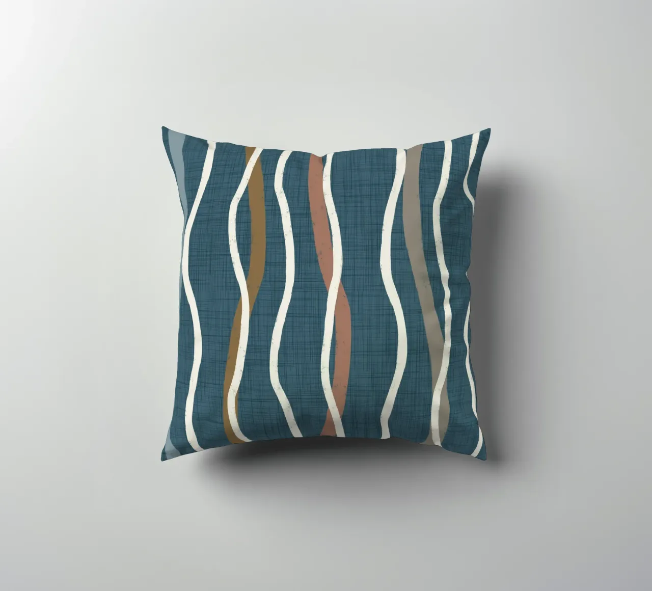 Arazzo retrò a linee ondulate PANTONE 18-4417 - Mid Century Mod cuscino da susanacosta