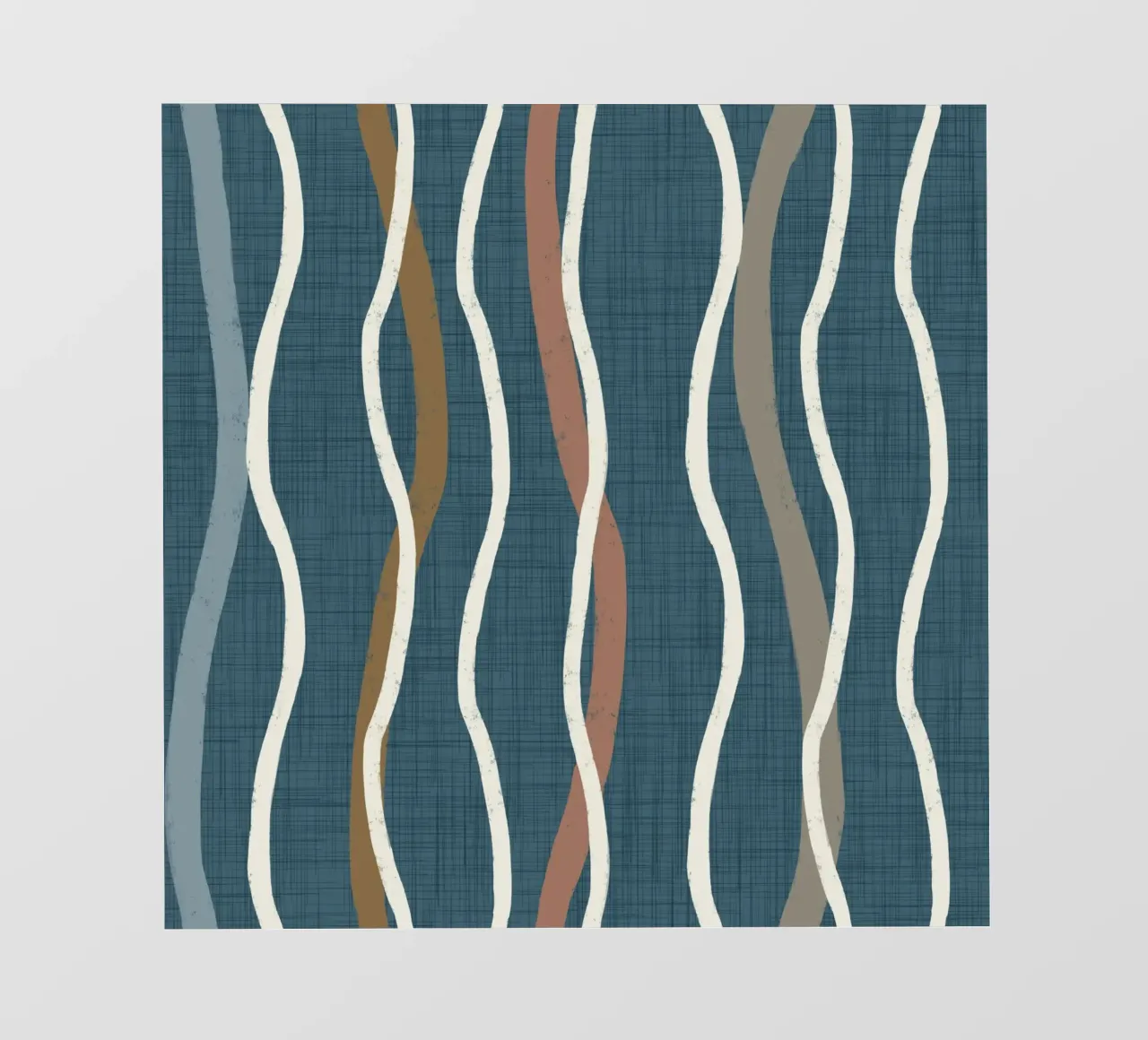 Arazzo retrò a linee ondulate PANTONE 18-4417 - Mid Century Mod telo in pvc da susanacosta