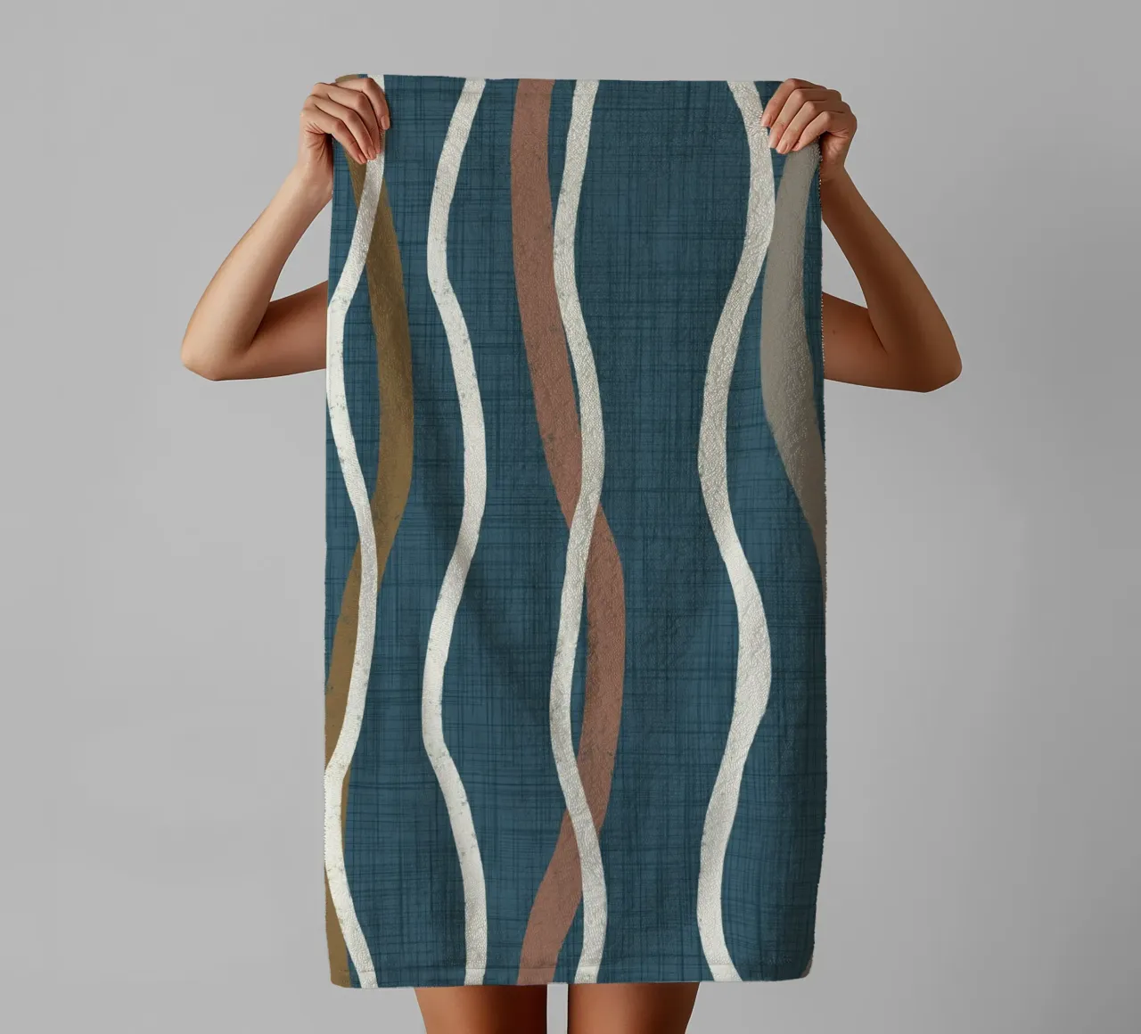 Arazzo retrò a linee ondulate PANTONE 18-4417 - Mid Century Mod asciugamano da bagno da susanacosta