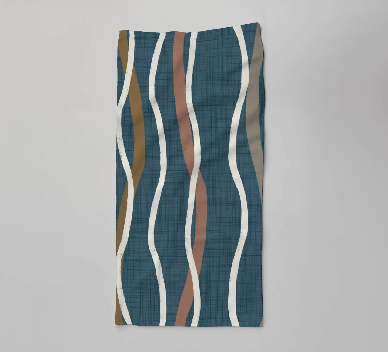 Arazzo retrò a linee ondulate PANTONE 18-4417 - Mid Century Mod asciugamano da bagno da susanacosta