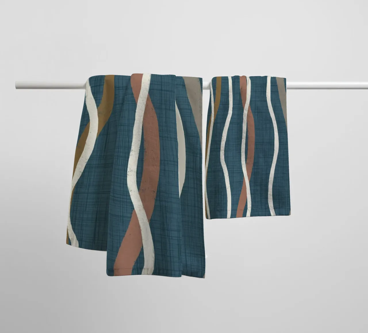 Arazzo retrò a linee ondulate PANTONE 18-4417 - Mid Century Mod asciugamano da bagno da susanacosta