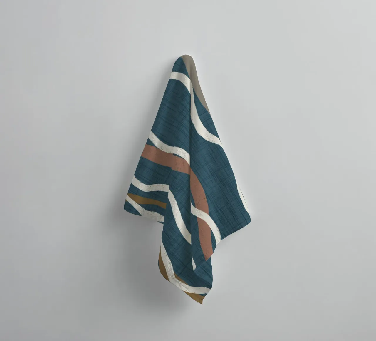 Arazzo retrò a linee ondulate PANTONE 18-4417 - Mid Century Mod asciugamano da bagno da susanacosta