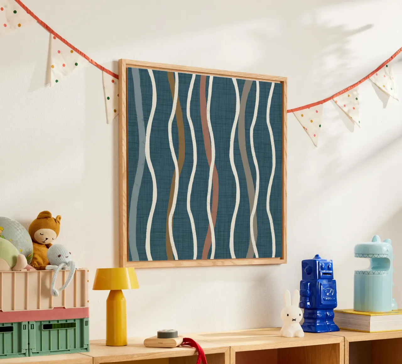 Arazzo retrò a linee ondulate PANTONE 18-4417 - Mid Century Mod plexiglass da susanacosta