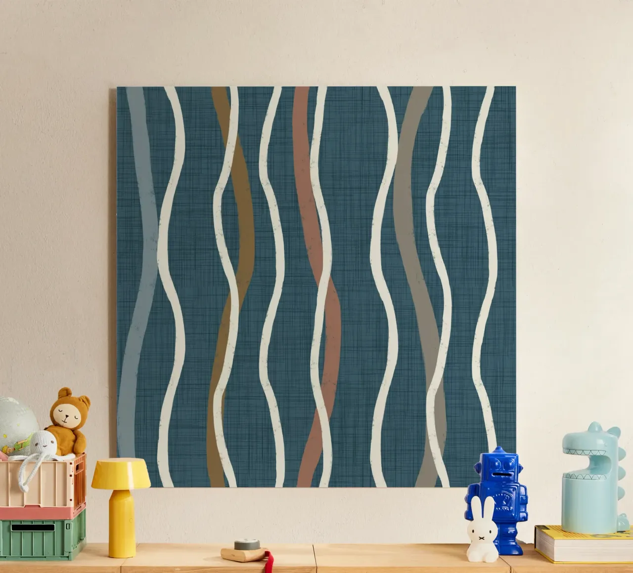 Arazzo retrò a linee ondulate PANTONE 18-4417 - Mid Century Mod plexiglass da susanacosta