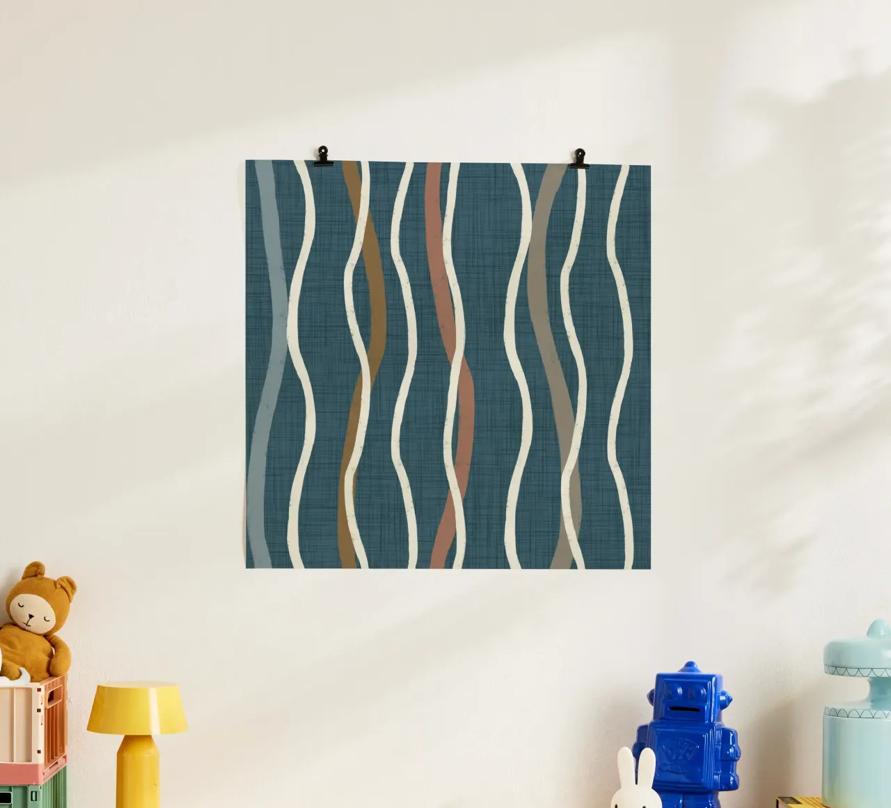 Arazzo retrò a linee ondulate PANTONE 18-4417 - Mid Century Mod carta hahnemühle da susanacosta