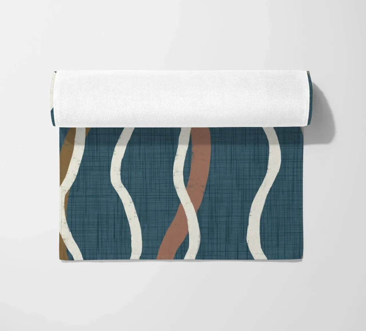 Arazzo retrò a linee ondulate PANTONE 18-4417 - Mid Century Mod telo mare da susanacosta