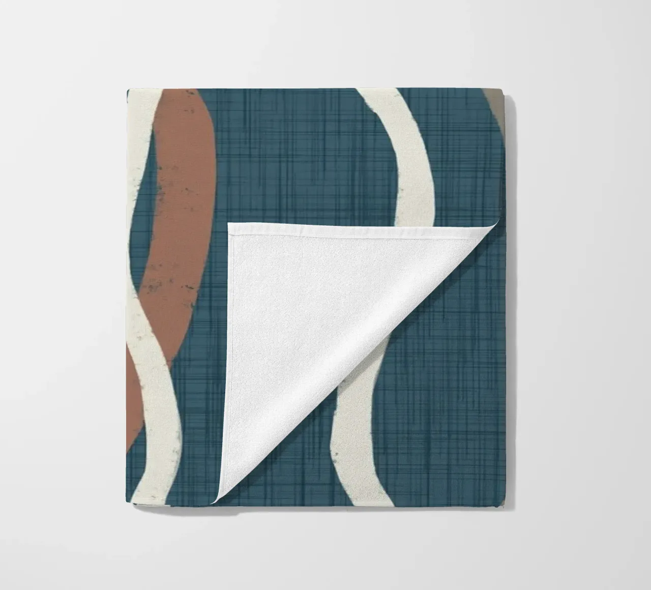 Arazzo retrò a linee ondulate PANTONE 18-4417 - Mid Century Mod telo mare da susanacosta