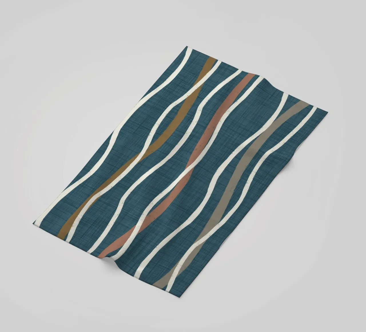 Arazzo retrò a linee ondulate PANTONE 18-4417 - Mid Century Mod telo mare da susanacosta