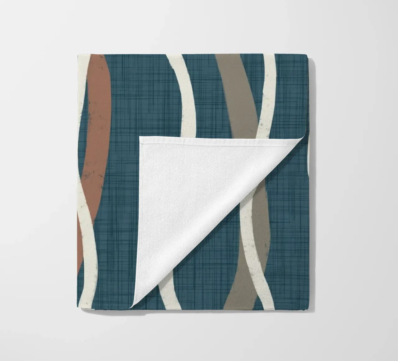 Arazzo retrò a linee ondulate PANTONE 18-4417 - Mid Century Mod telo mare da susanacosta