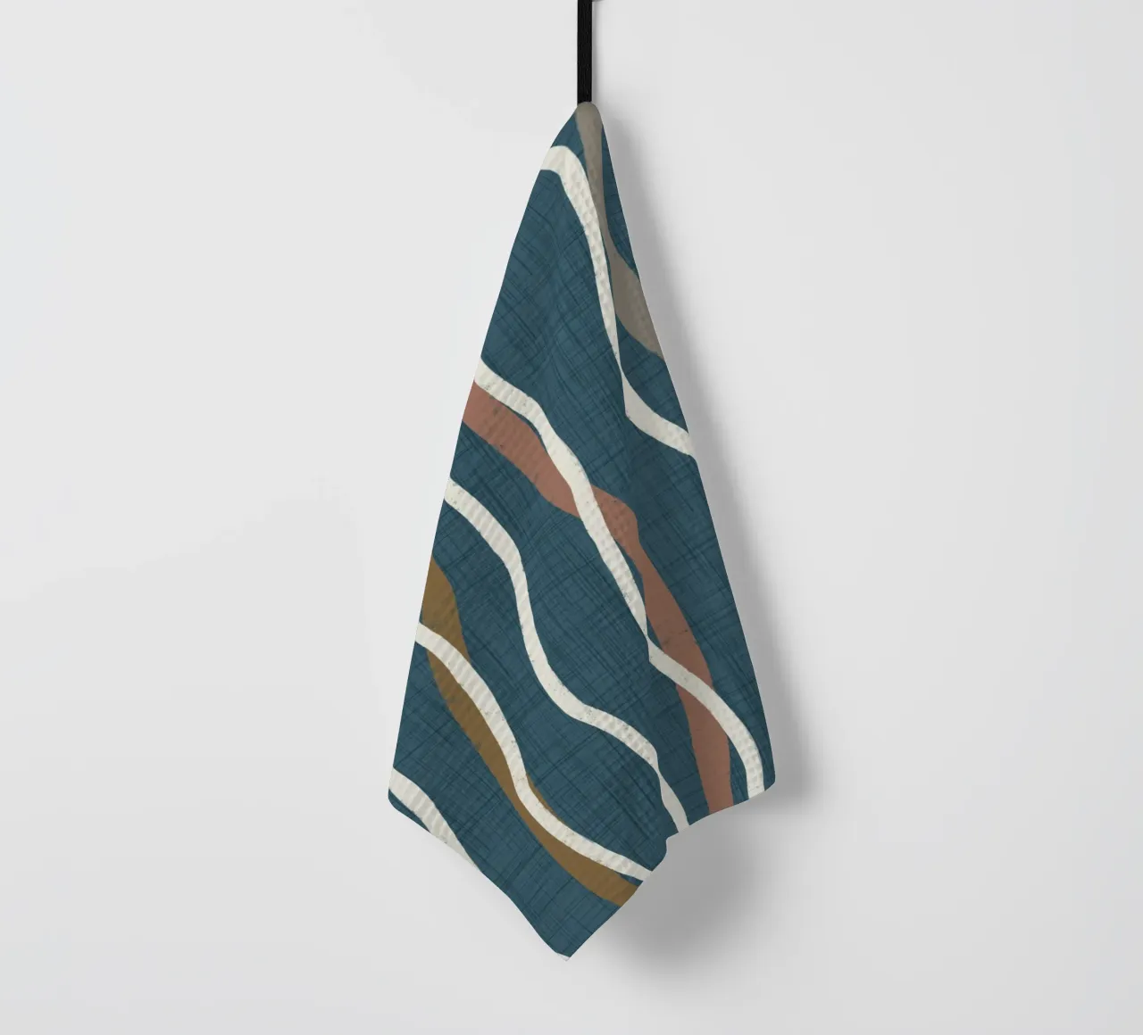 Arazzo retrò a linee ondulate PANTONE 18-4417 - Mid Century Mod canovaccio da cucina da susanacosta