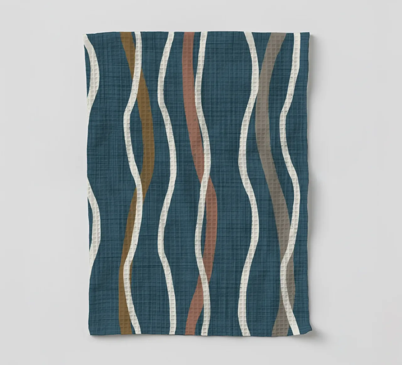 Arazzo retrò a linee ondulate PANTONE 18-4417 - Mid Century Mod canovaccio da cucina da susanacosta