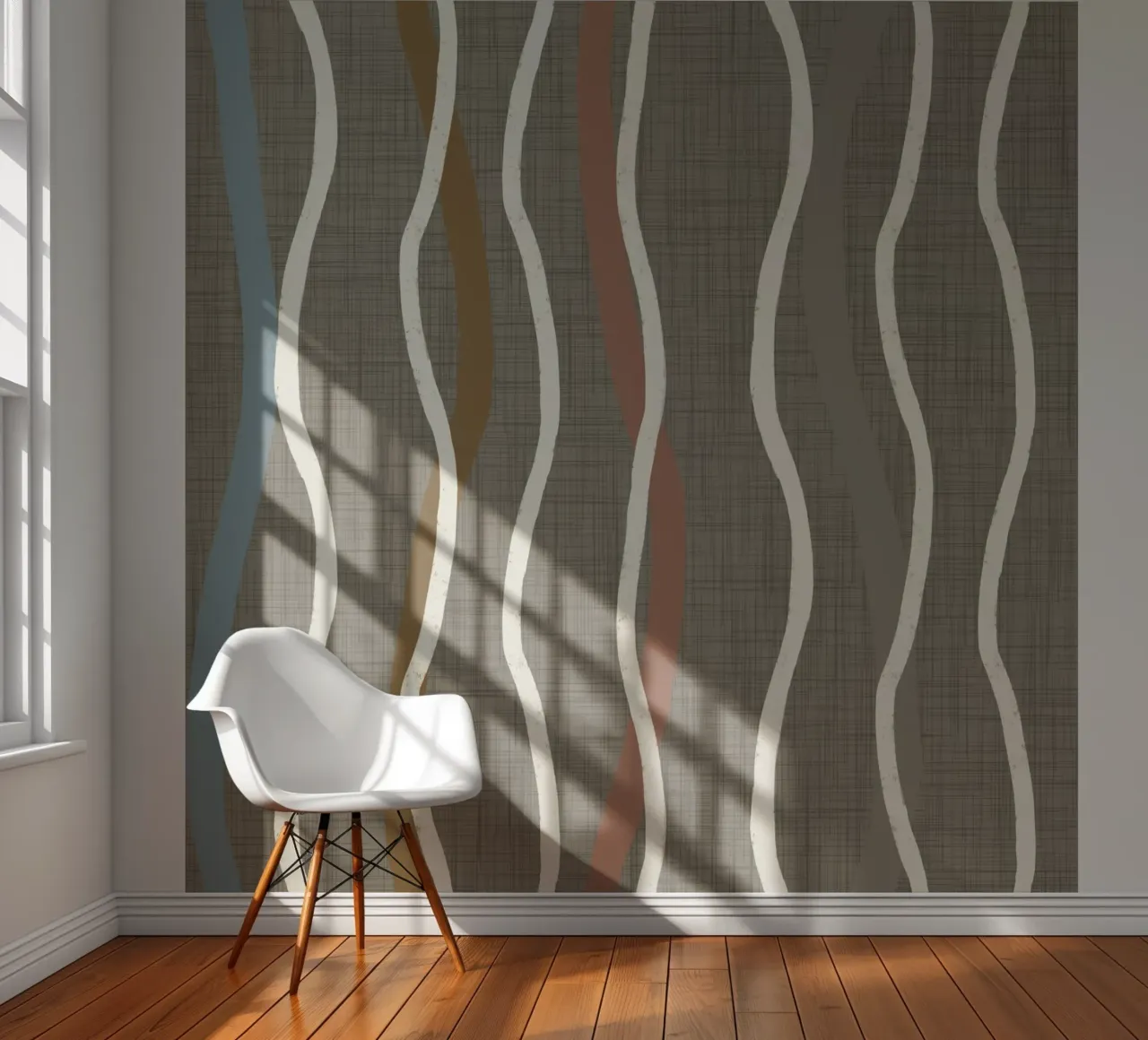 Retro Golvende Lijnen Raster Laurier Eik PANTON - Mid Century Modern fotobehang van susanacosta