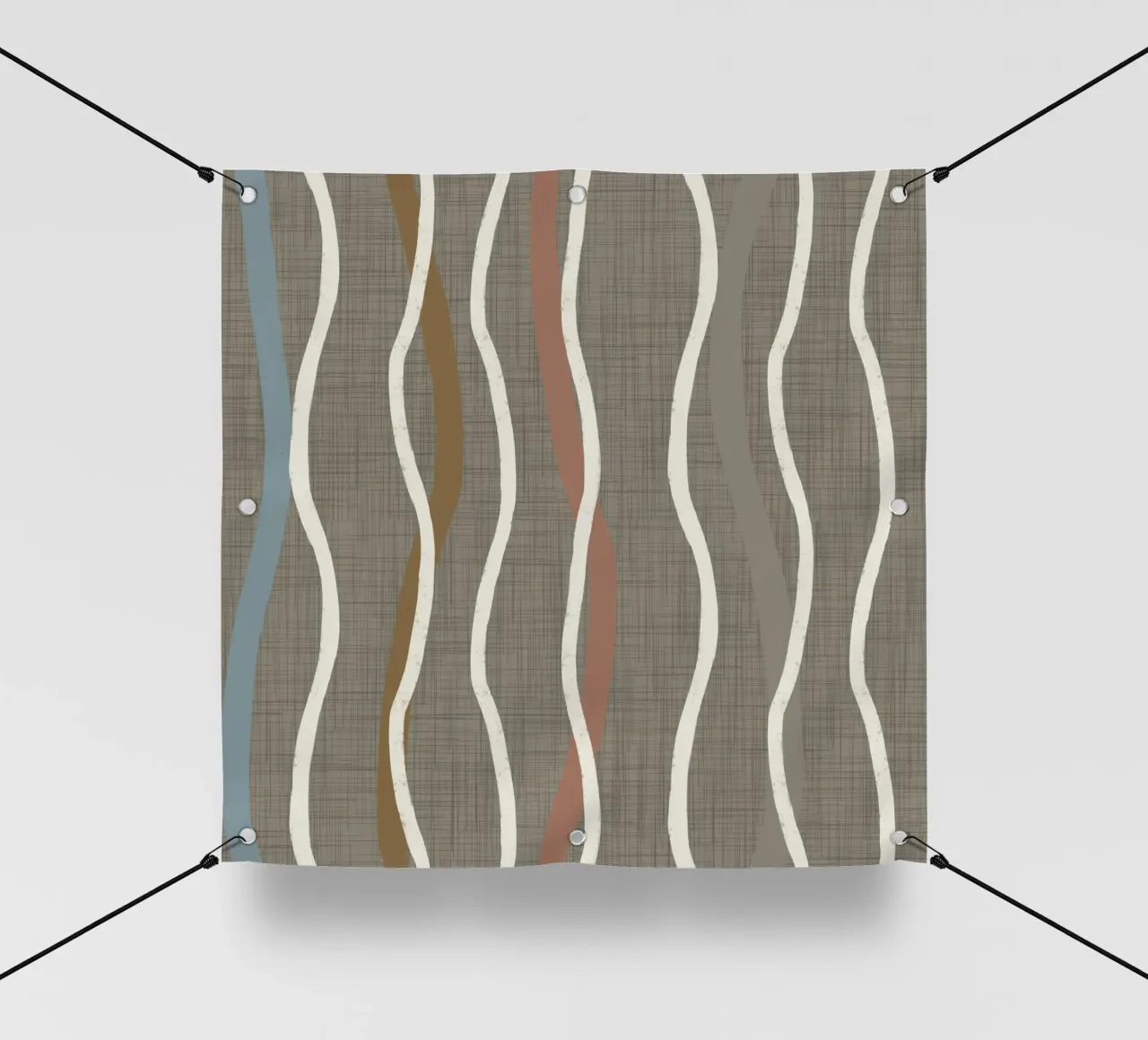 Retro Linee ondulate Griglia Alloro Quercia PANTON - Mid Century Modern telo in pvc da susanacosta