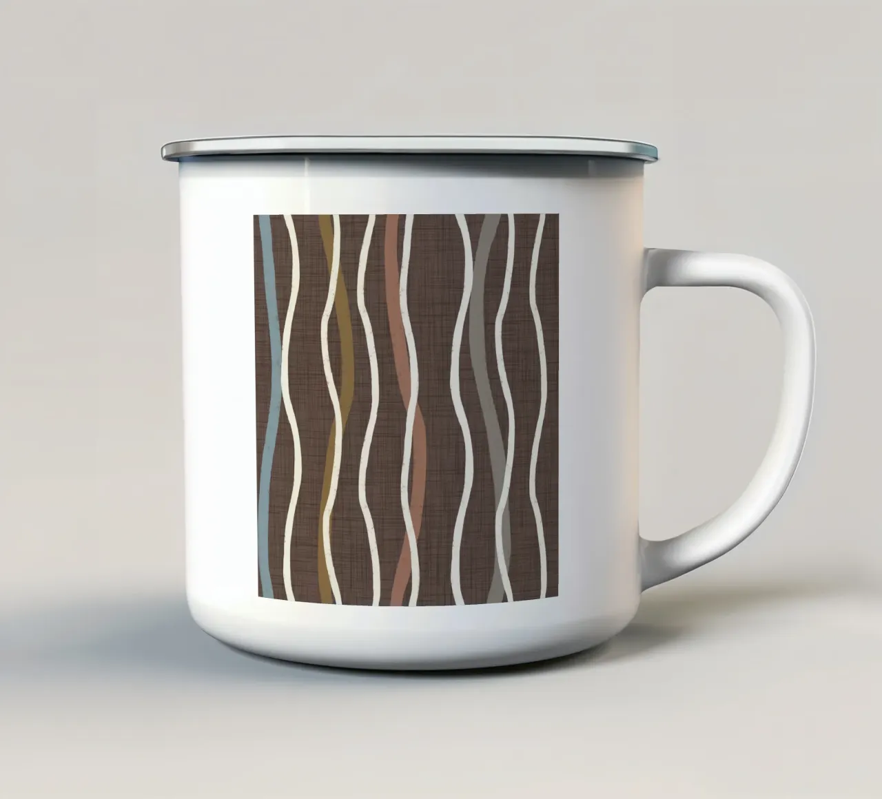 Linee ondulate retrò Caffè Quarzo PANTONE - Mid Century Modern tazza in smalto da susanacosta