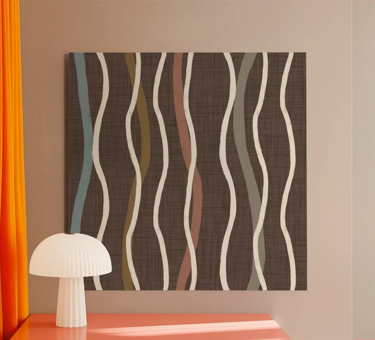 Linee ondulate retrò Caffè Quarzo PANTONE - Mid Century Modern alluminio dibond da susanacosta