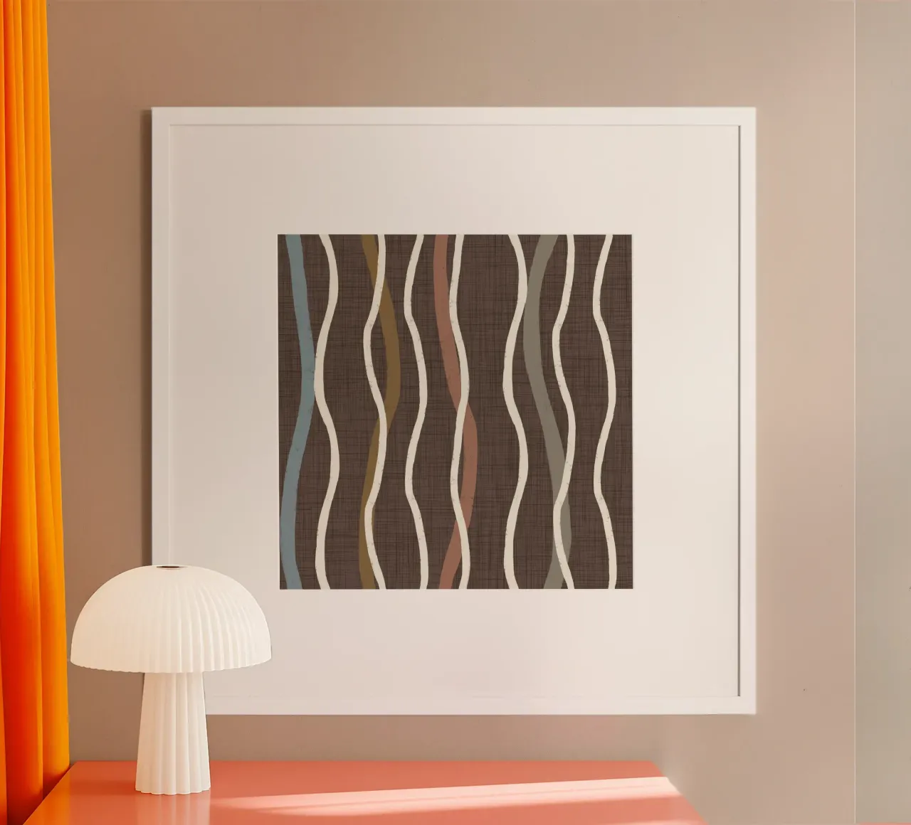 Linee ondulate retrò Caffè Quarzo PANTONE - Mid Century Modern carta hahnemühle da susanacosta