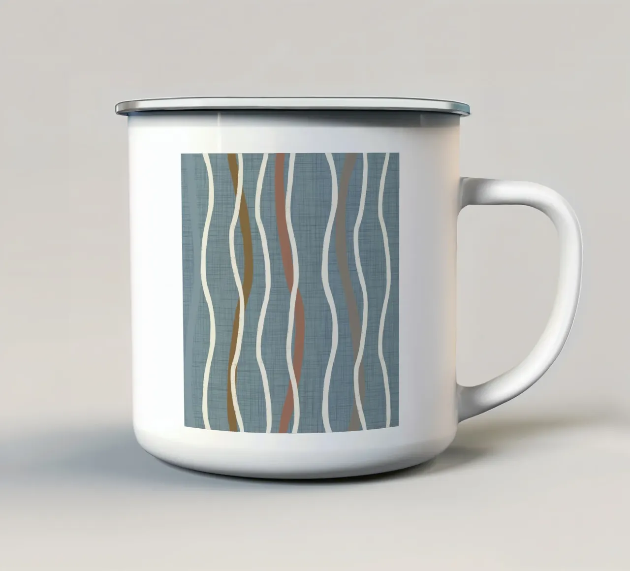 Linee ondulate retrò Arona PANTONE 16-4109 - Mid Century Modern tazza in smalto da susanacosta