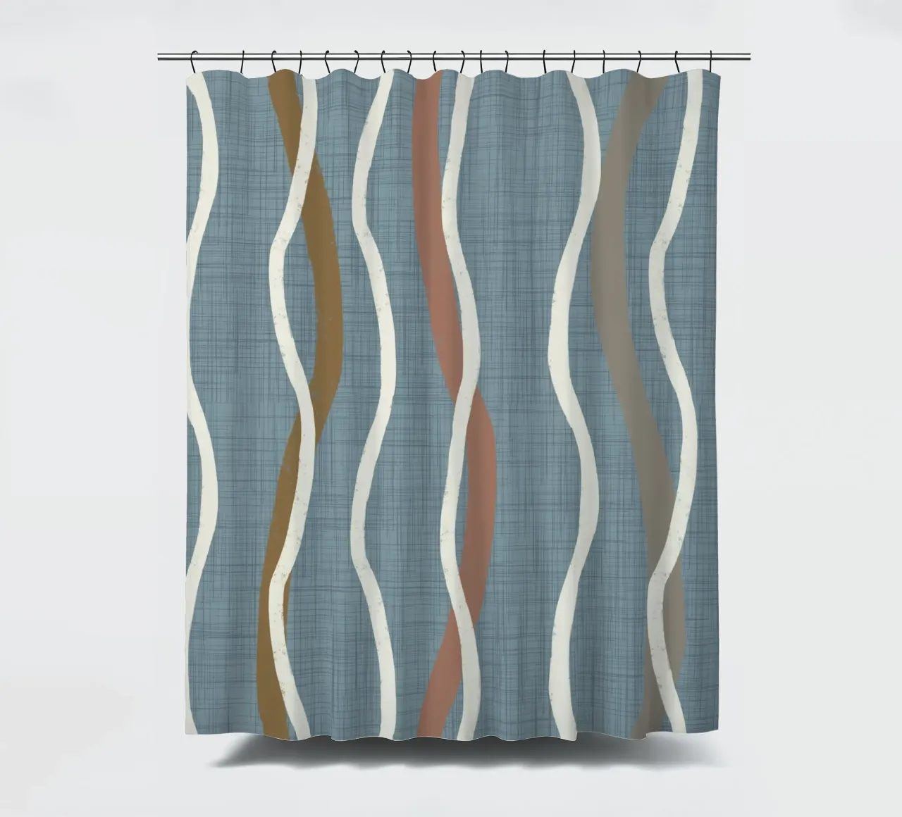 Retro Wavy Lines Arona PANTONE 16-4109 - Mid Century Modern shower curtain by susanacosta