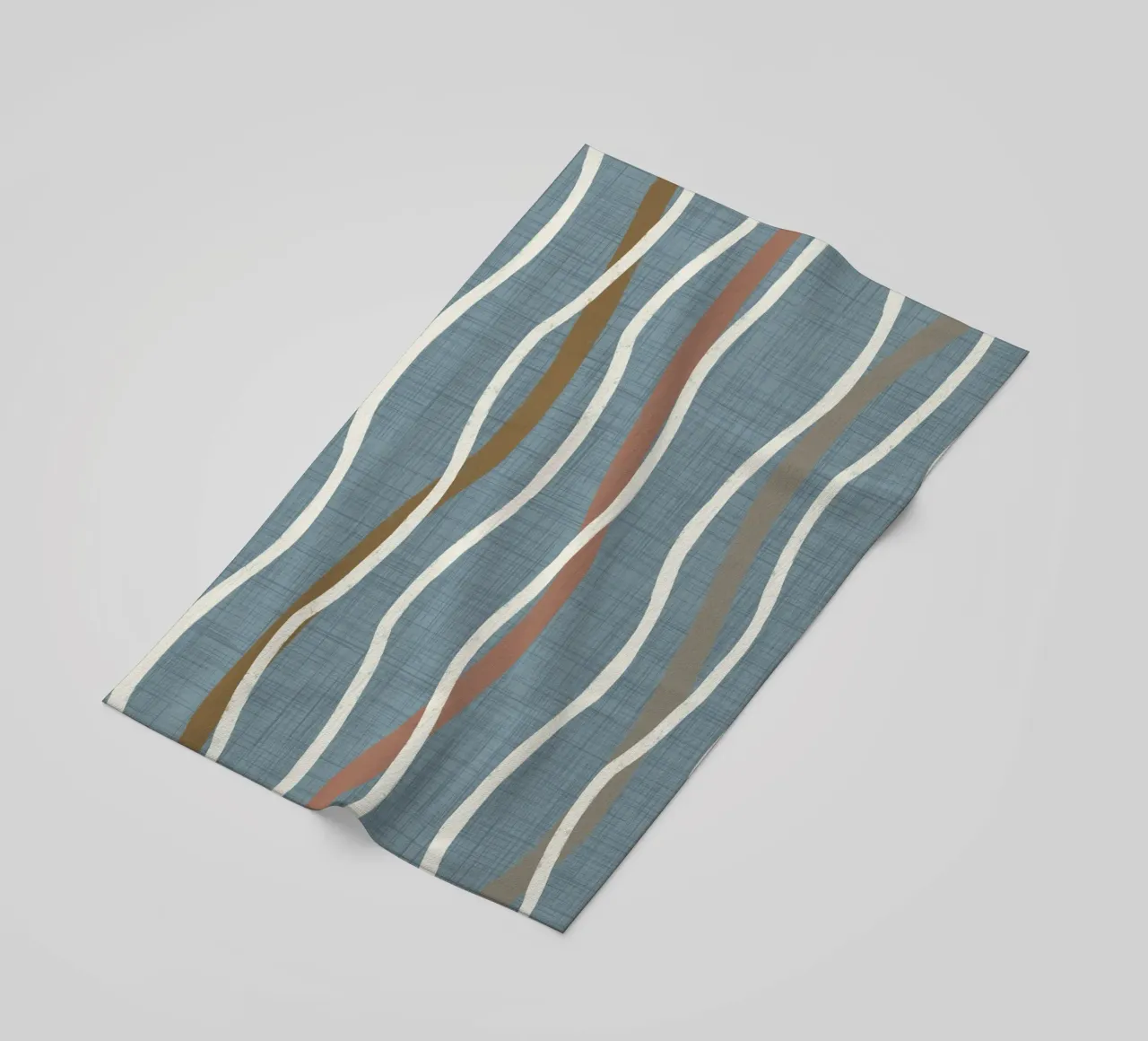 Linee ondulate retrò Arona PANTONE 16-4109 - Mid Century Modern telo mare da susanacosta
