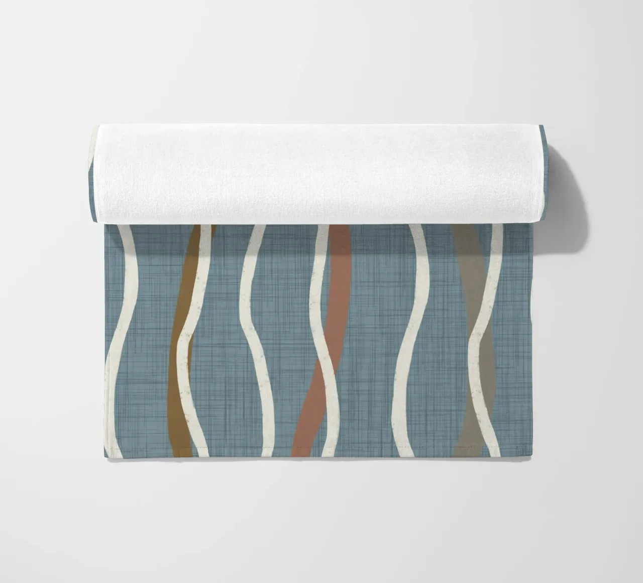 Linee ondulate retrò Arona PANTONE 16-4109 - Mid Century Modern telo mare da susanacosta