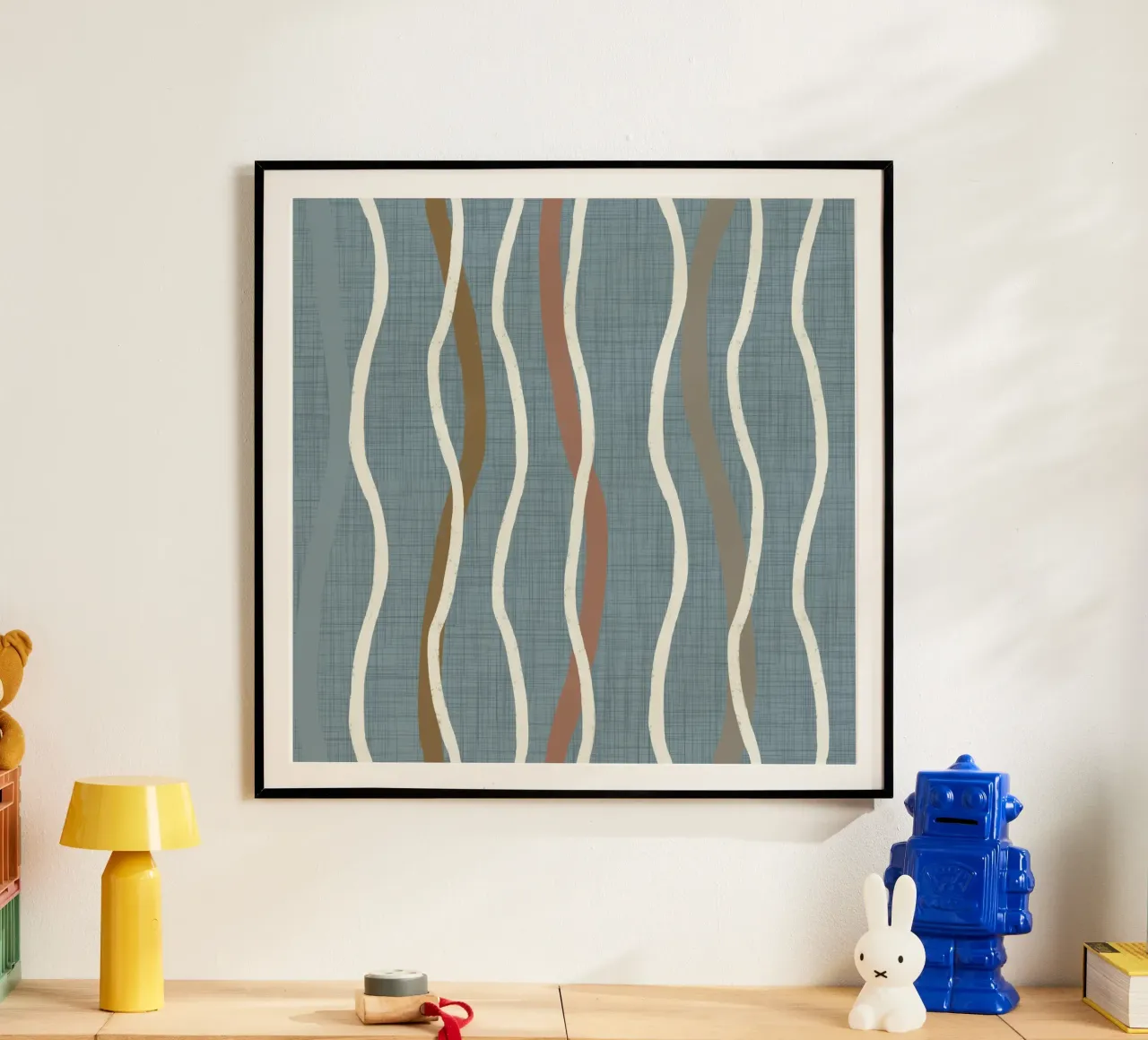 Linee ondulate retrò Arona PANTONE 16-4109 - Mid Century Modern carta hahnemühle da susanacosta