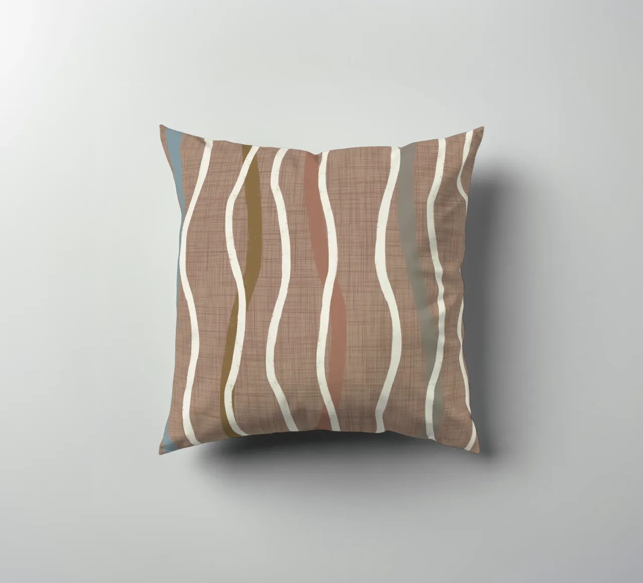 Linee ondulate retrò Warm Taupe PANTONE 16 - Mid Century Modern cuscino da susanacosta