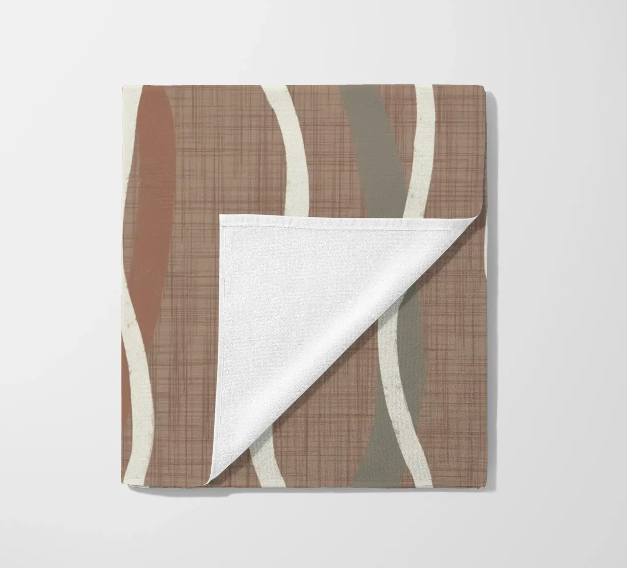 Linee ondulate retrò Warm Taupe PANTONE 16 - Mid Century Modern telo mare da susanacosta
