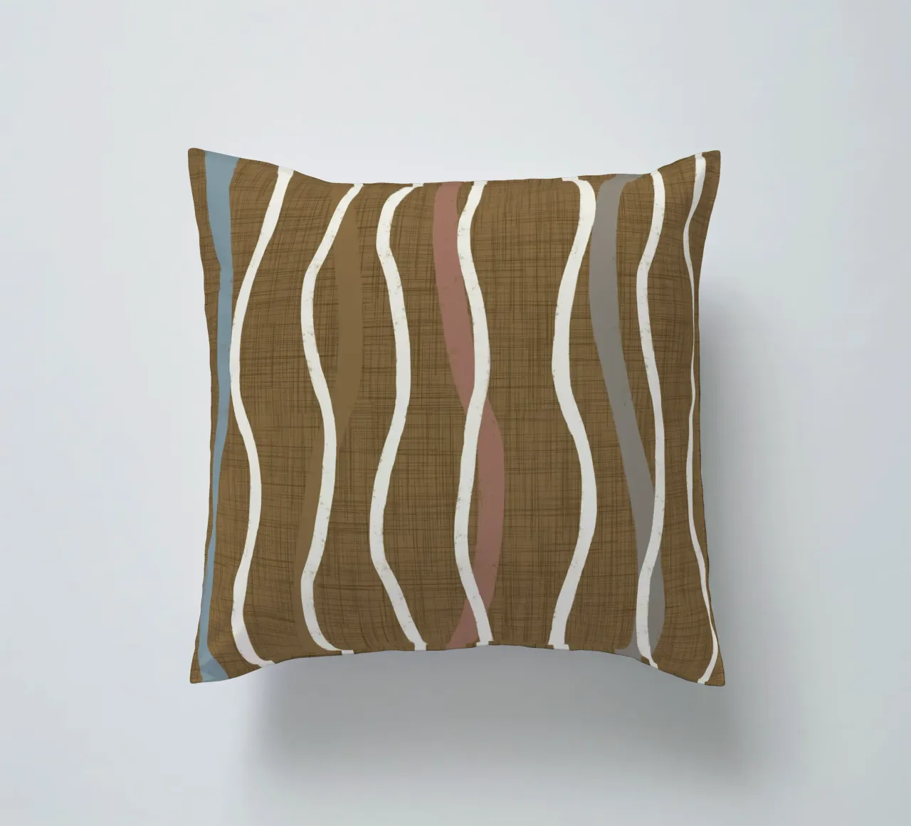 Linee ondulate retrò Oro spento PANTONE 17-0935 - Mid Century Mod cuscino da susanacosta