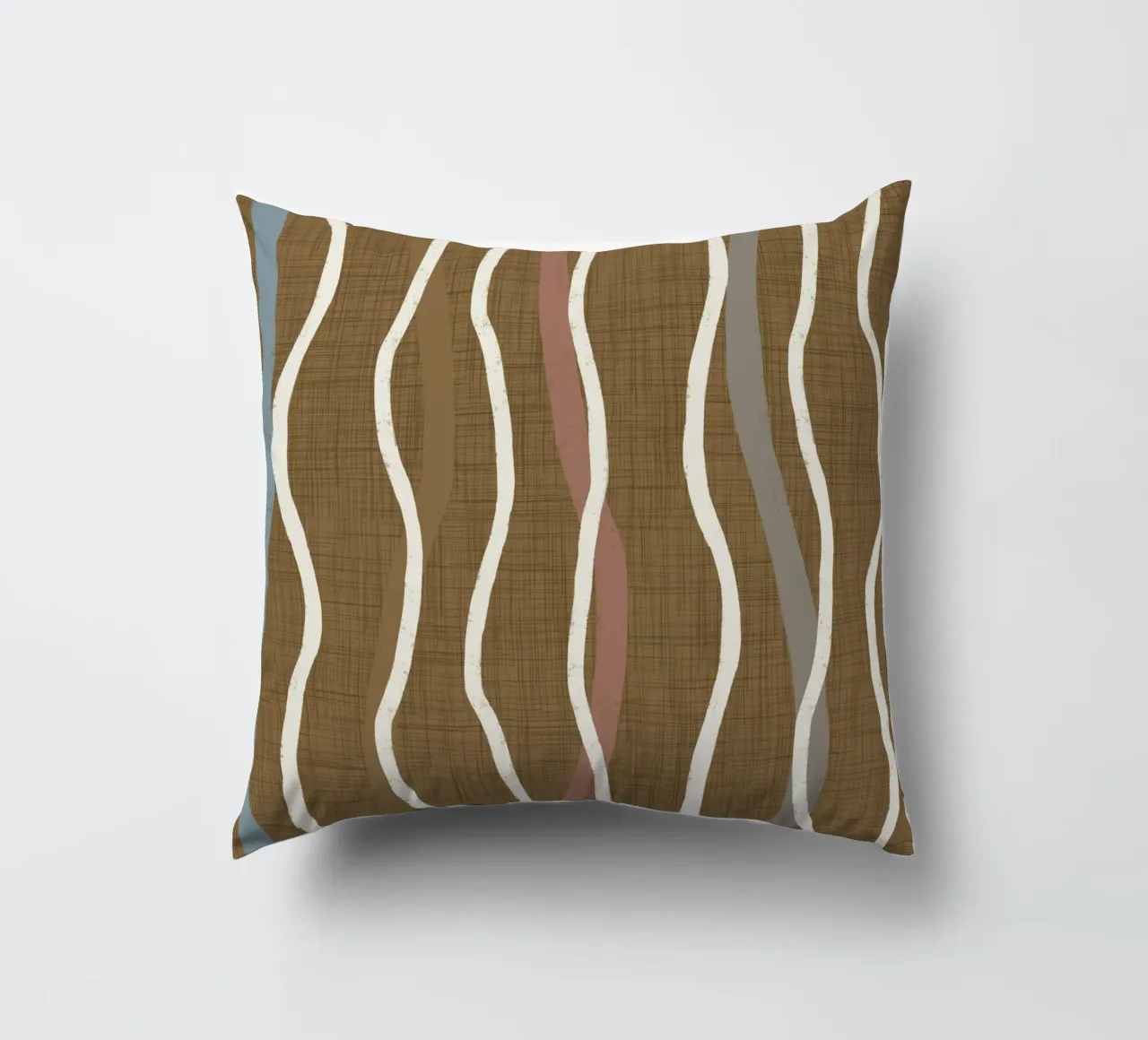 Linee ondulate retrò Oro spento PANTONE 17-0935 - Mid Century Mod cuscino da susanacosta