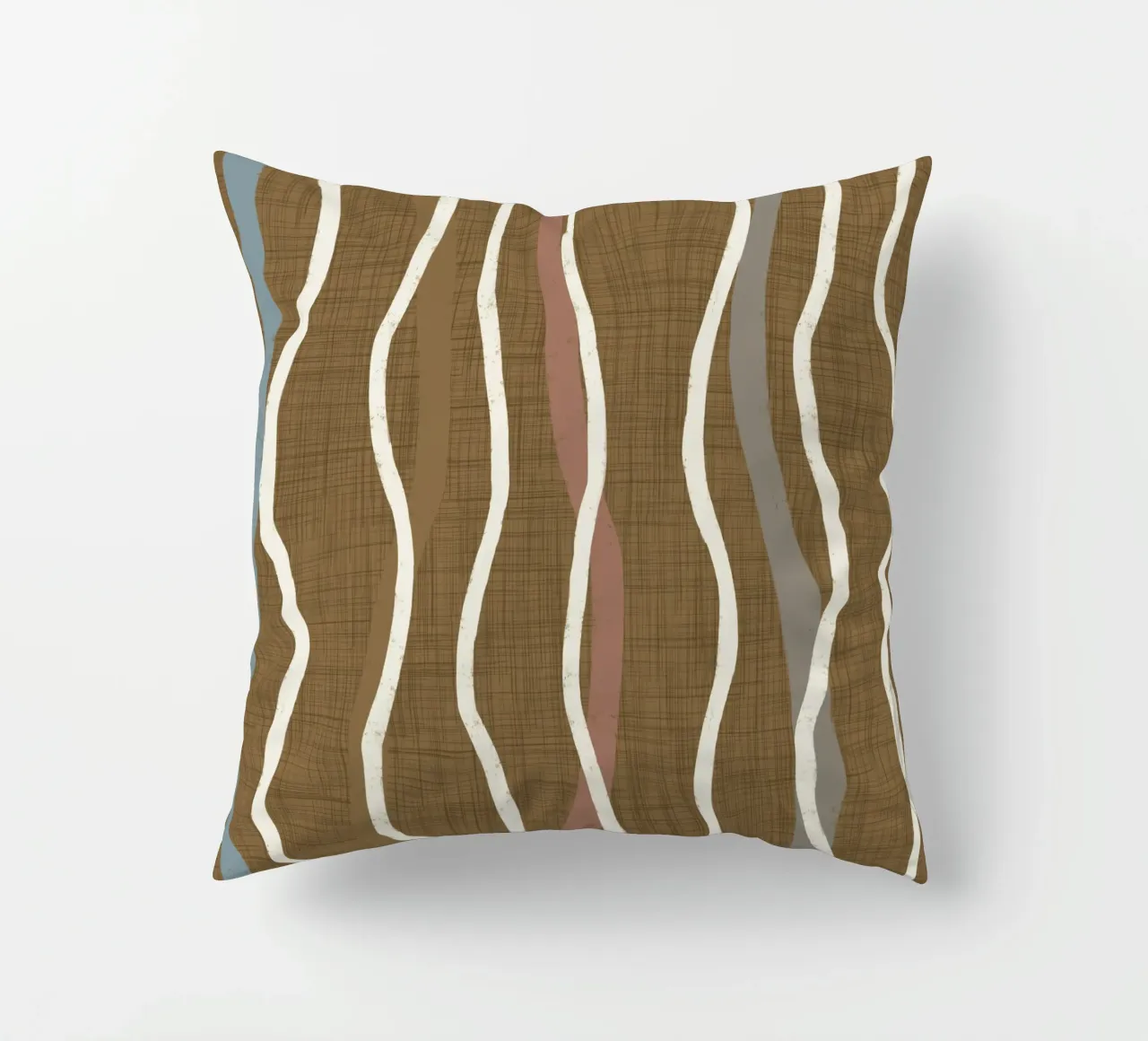 Linee ondulate retrò Oro spento PANTONE 17-0935 - Mid Century Mod cuscino da susanacosta