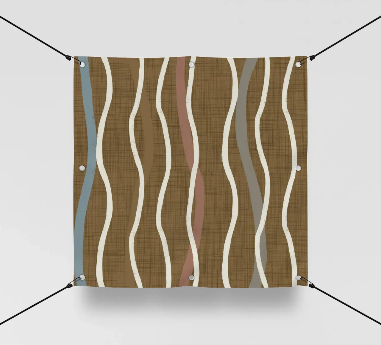 Linee ondulate retrò Oro spento PANTONE 17-0935 - Mid Century Mod telo in pvc da susanacosta