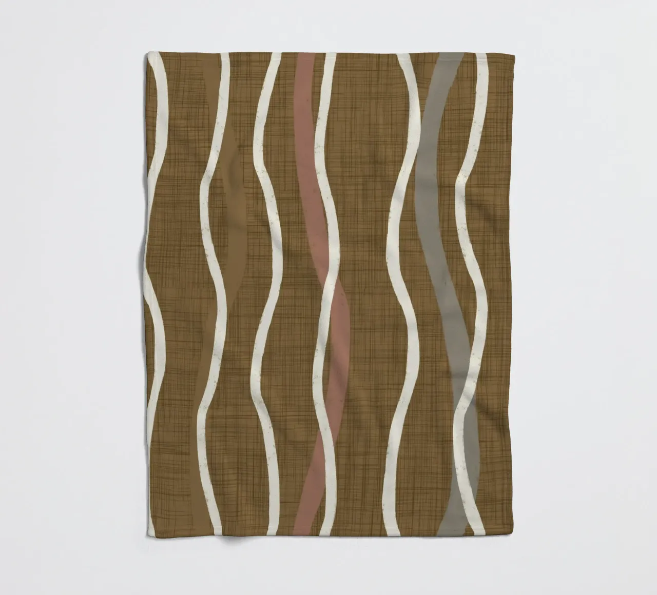 Linee ondulate retrò Oro spento PANTONE 17-0935 - Mid Century Mod coperta in pile da susanacosta