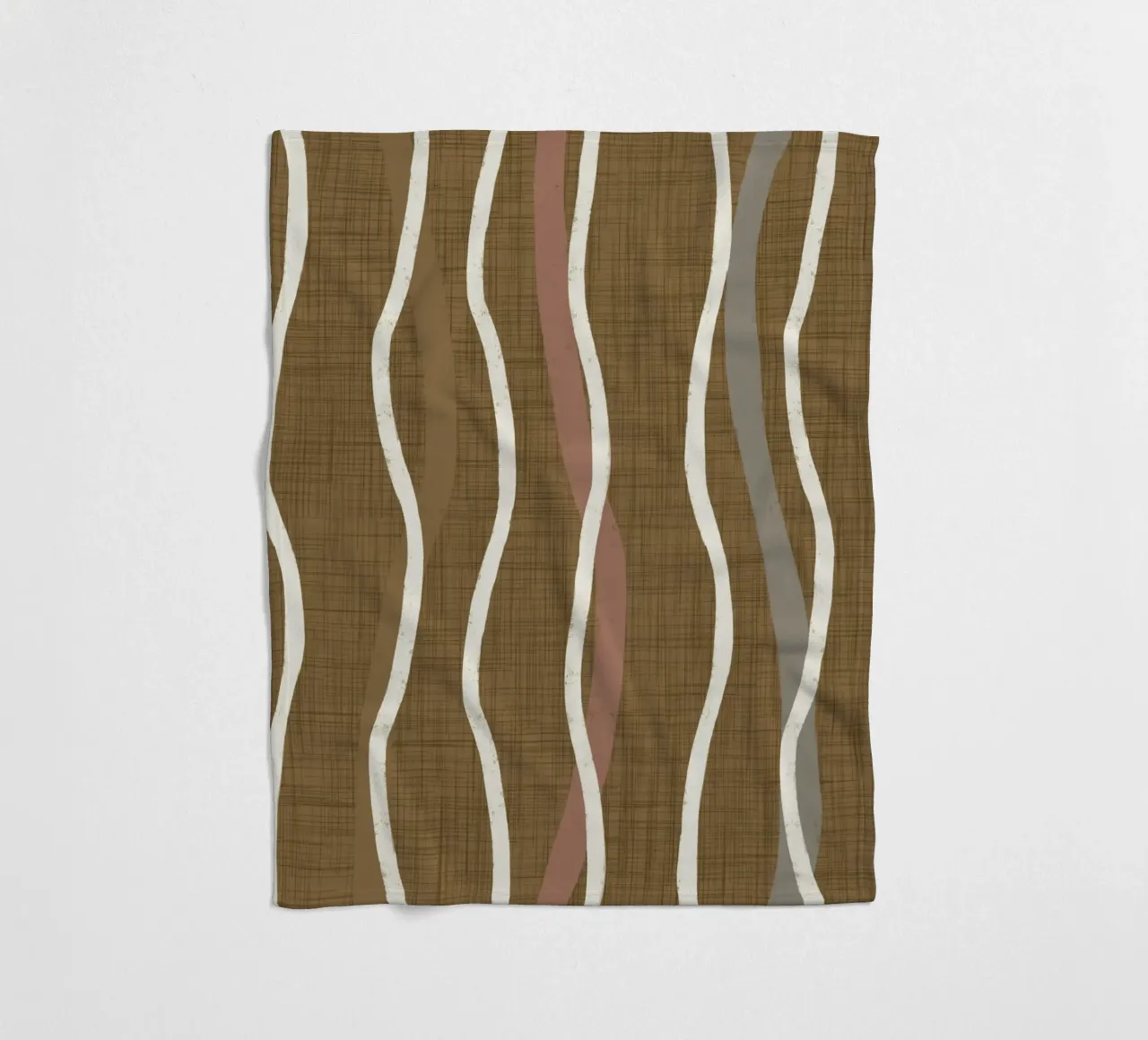 Linee ondulate retrò Oro spento PANTONE 17-0935 - Mid Century Mod coperta in pile da susanacosta