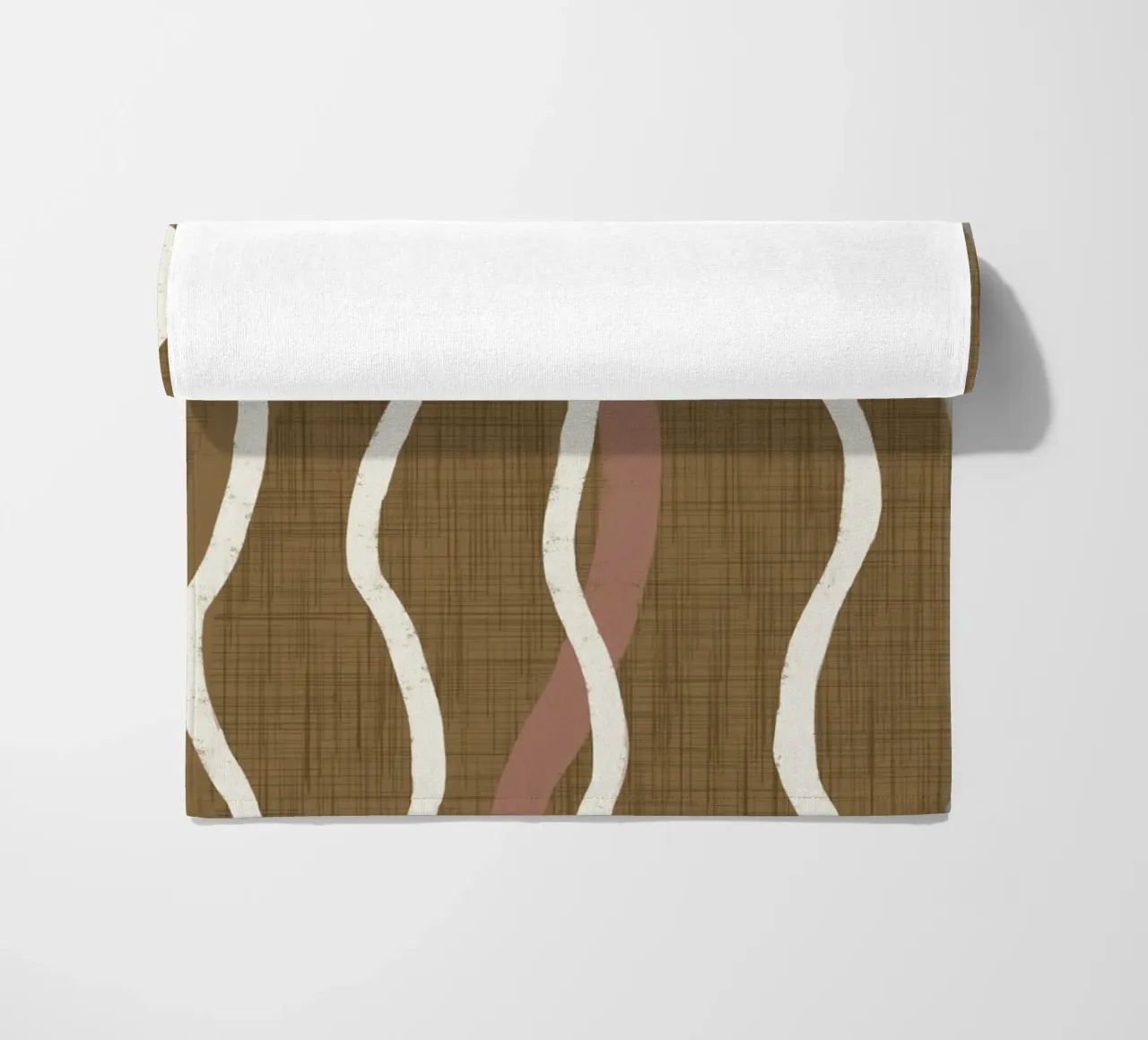 Linee ondulate retrò Oro spento PANTONE 17-0935 - Mid Century Mod telo mare da susanacosta