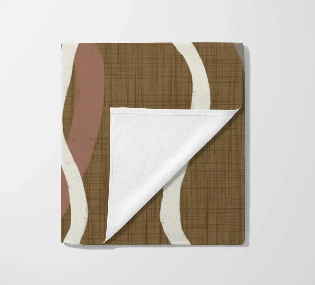 Linee ondulate retrò Oro spento PANTONE 17-0935 - Mid Century Mod telo mare da susanacosta