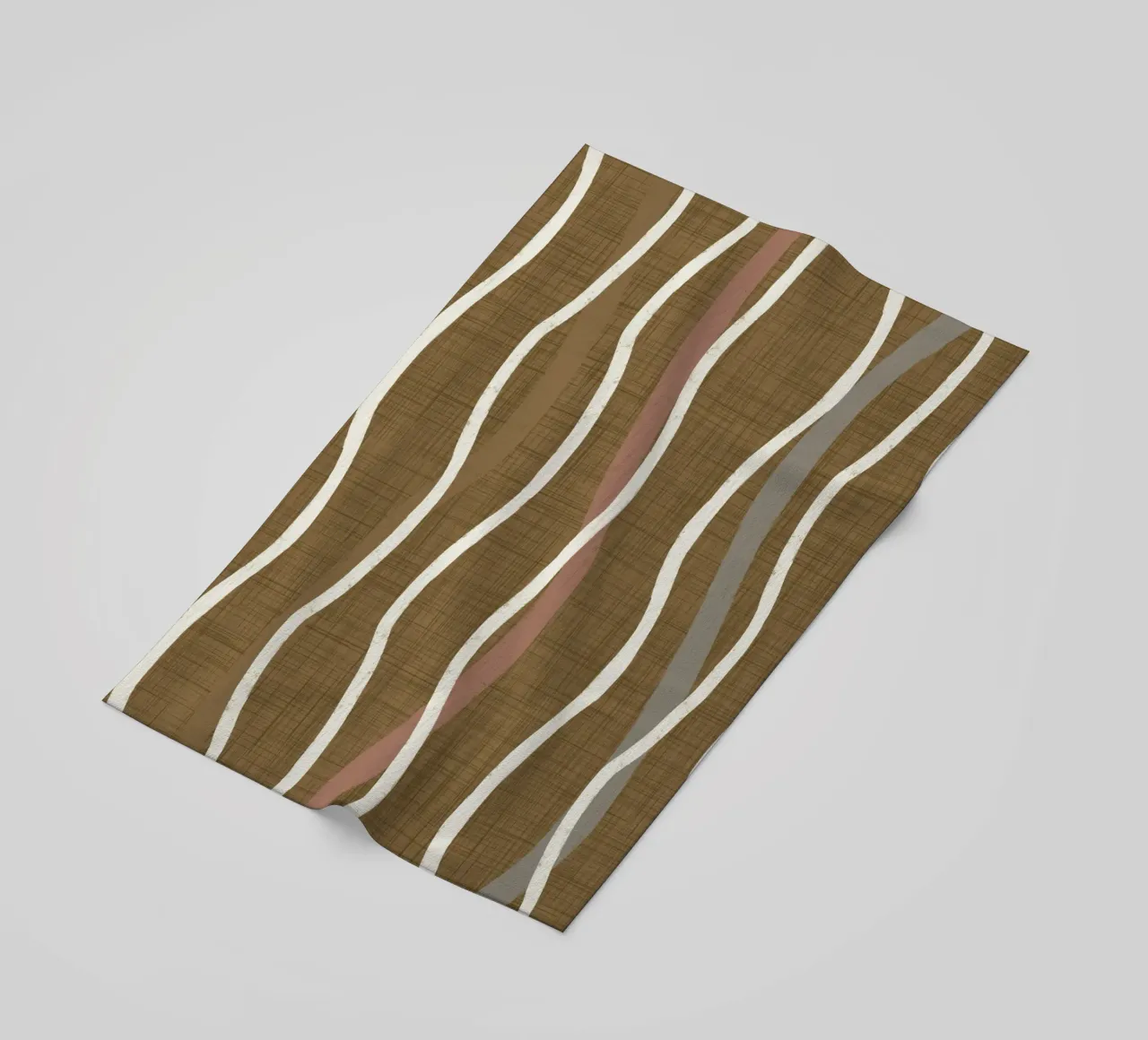 Linee ondulate retrò Oro spento PANTONE 17-0935 - Mid Century Mod telo mare da susanacosta