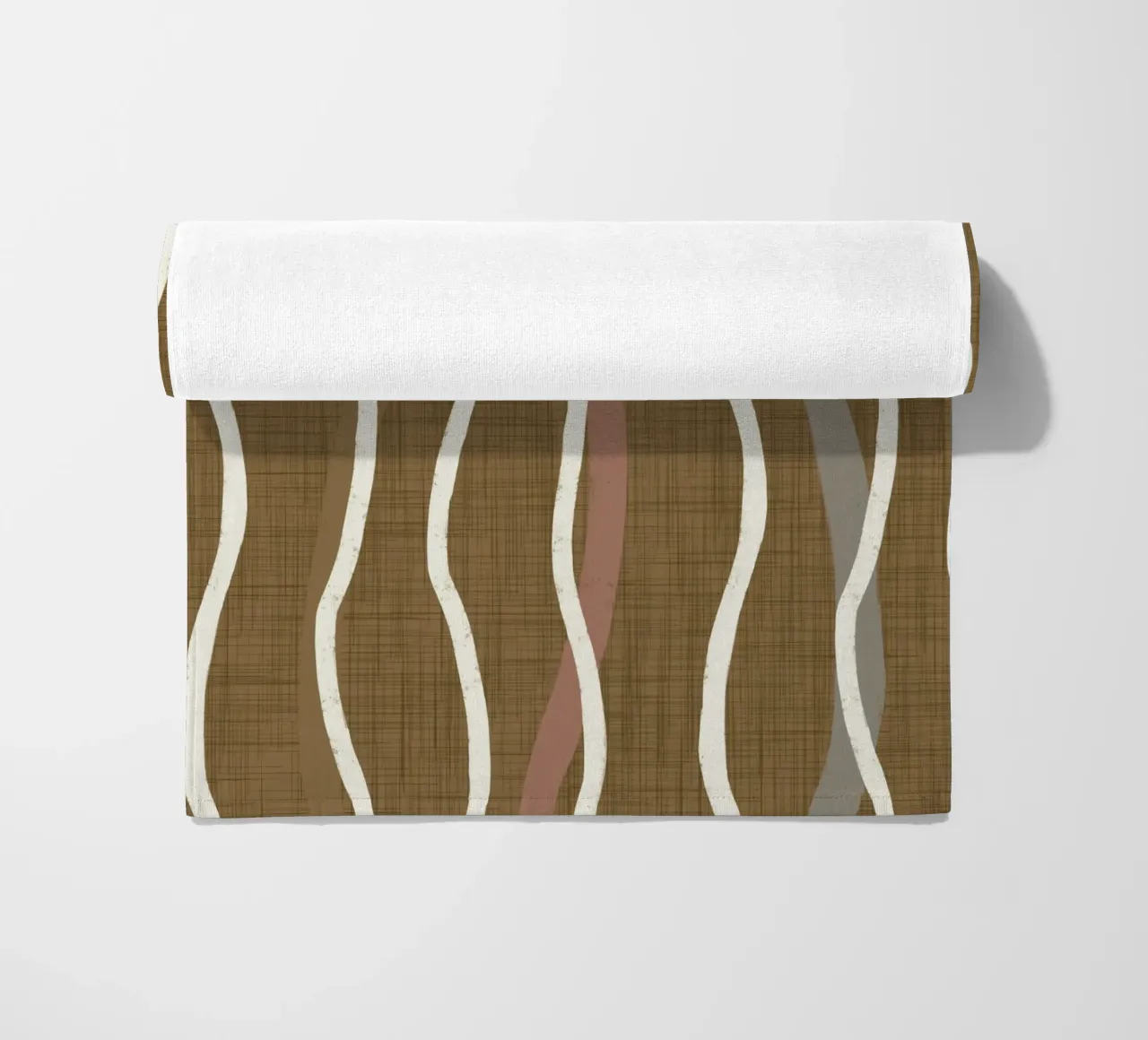 Linee ondulate retrò Oro spento PANTONE 17-0935 - Mid Century Mod telo mare da susanacosta