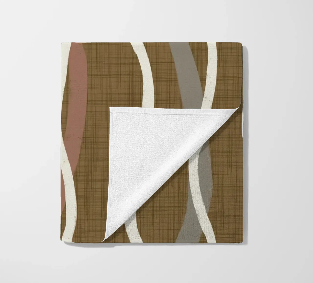 Linee ondulate retrò Oro spento PANTONE 17-0935 - Mid Century Mod telo mare da susanacosta