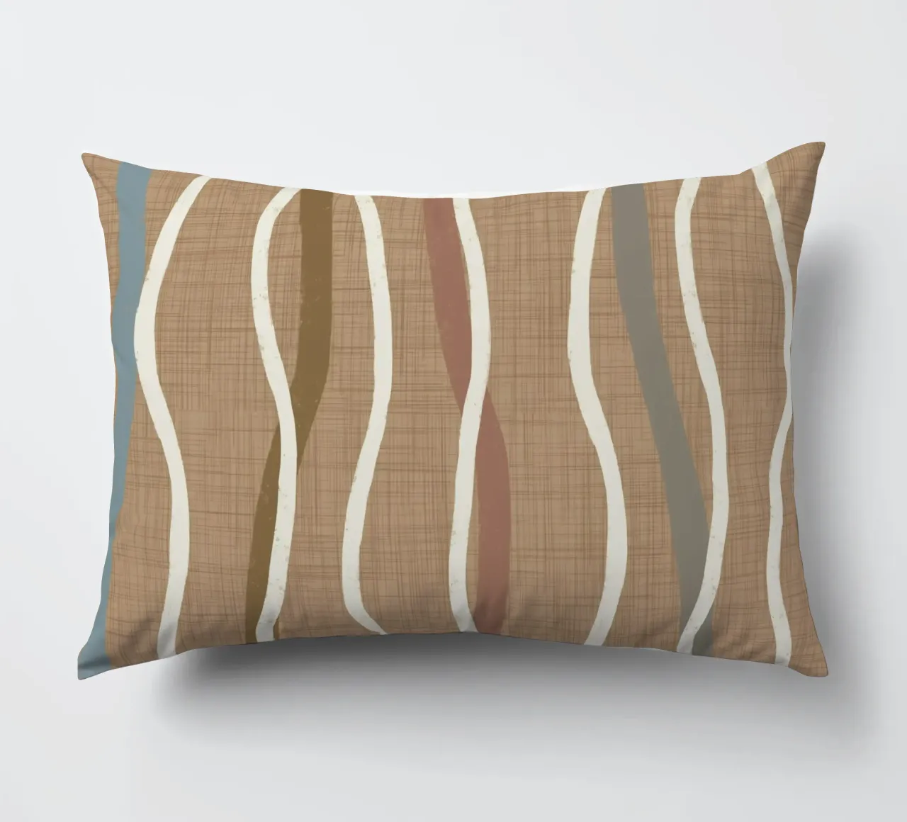 Linee ondulate retrò Buffed Beige PANTONE 20-0025 Metà secolo cuscino da susanacosta