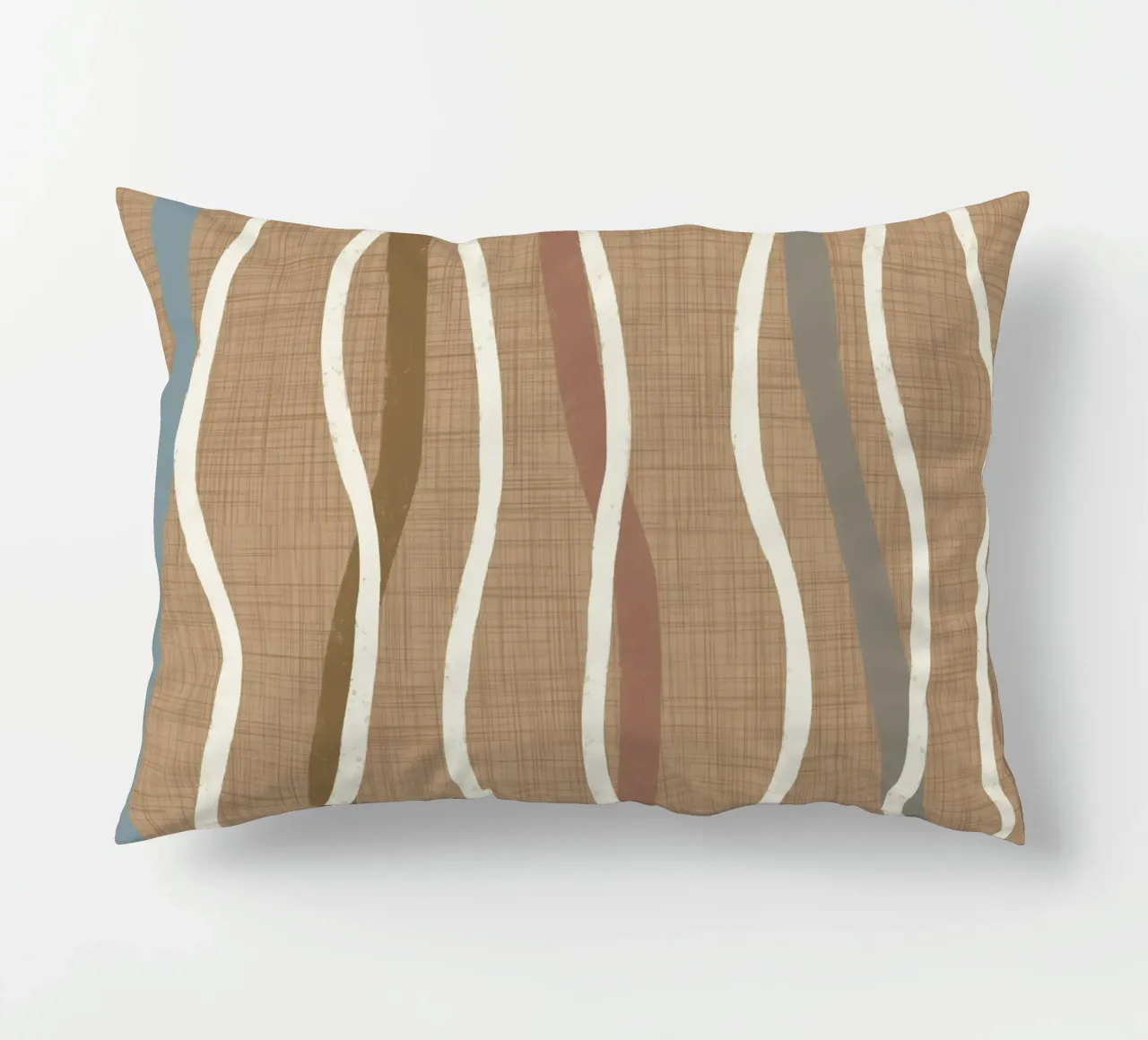 Linee ondulate retrò Buffed Beige PANTONE 20-0025 Metà secolo cuscino da susanacosta