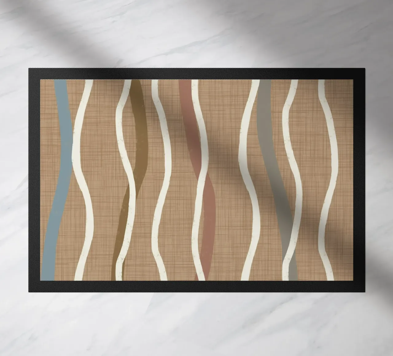 Linee ondulate retrò Buffed Beige PANTONE 20-0025 Metà secolo zerbino da susanacosta