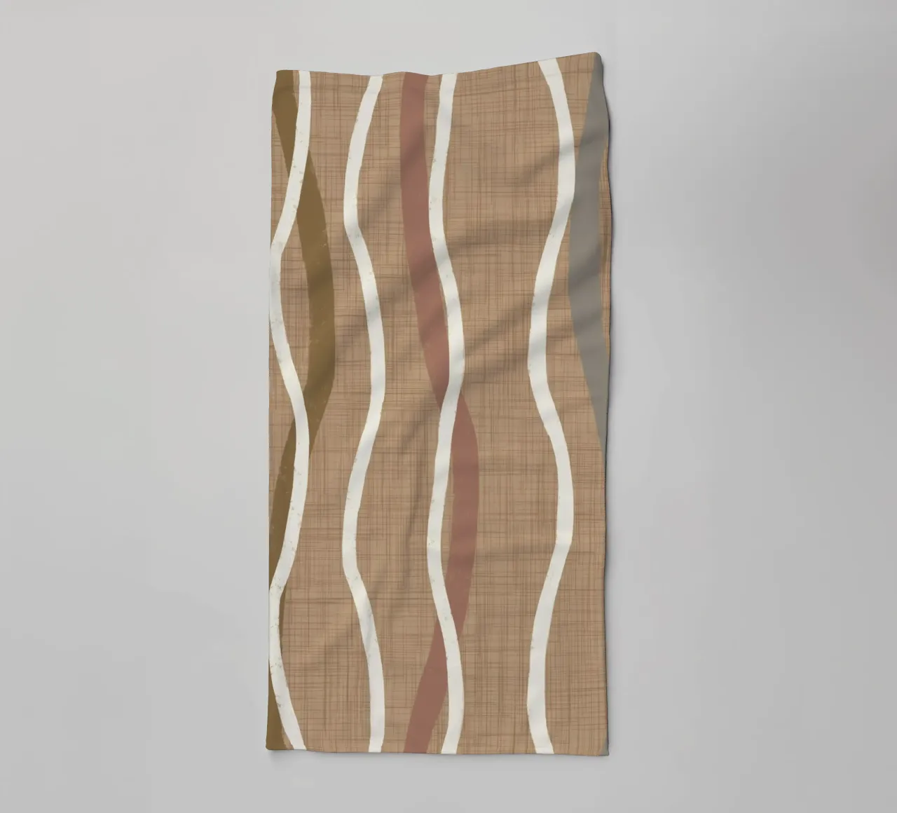 Linee ondulate retrò Buffed Beige PANTONE 20-0025 Metà secolo asciugamano da bagno da susanacosta