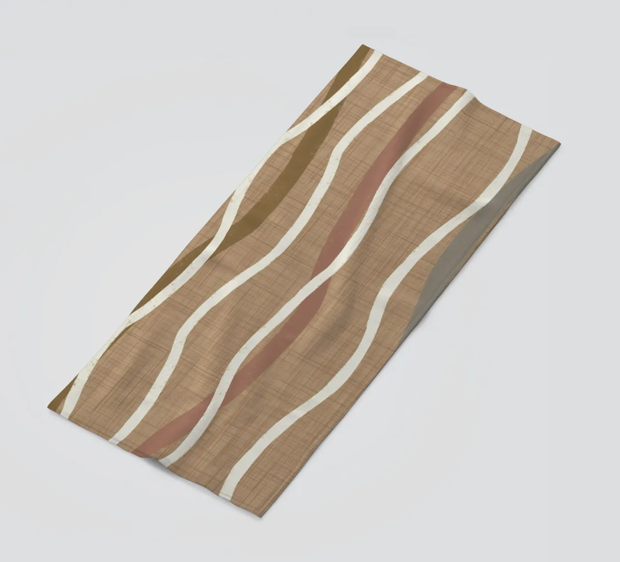 Linee ondulate retrò Buffed Beige PANTONE 20-0025 Metà secolo telo mare da susanacosta