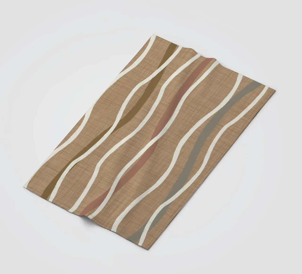 Linee ondulate retrò Buffed Beige PANTONE 20-0025 Metà secolo coperta in pile da susanacosta